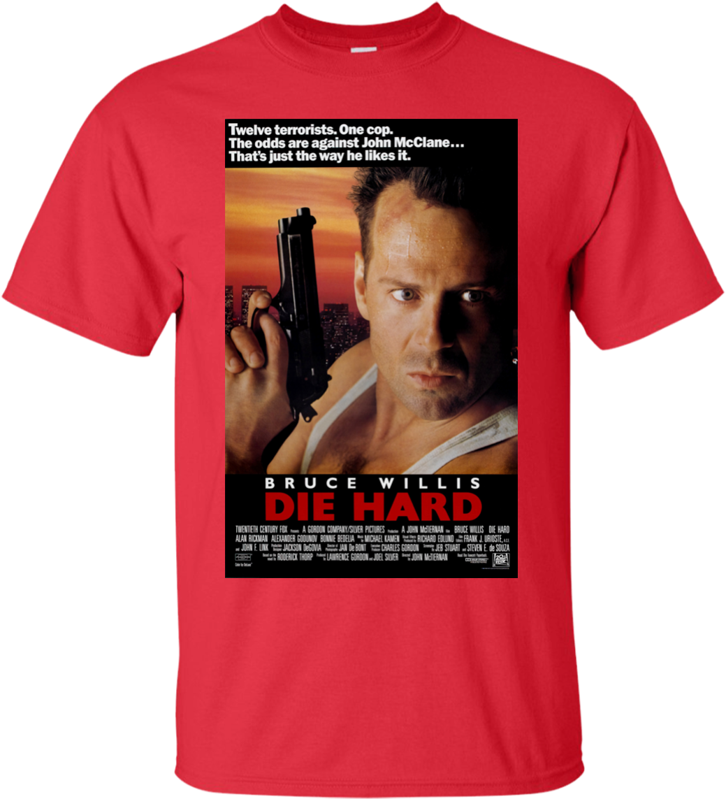 Die Hard Movie Poster T-shirt (1155x1155), Png Download