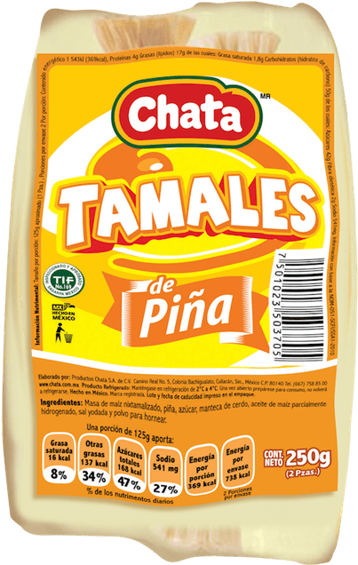 Chata Tamales De Piña 2 Piezas (600x864), Png Download