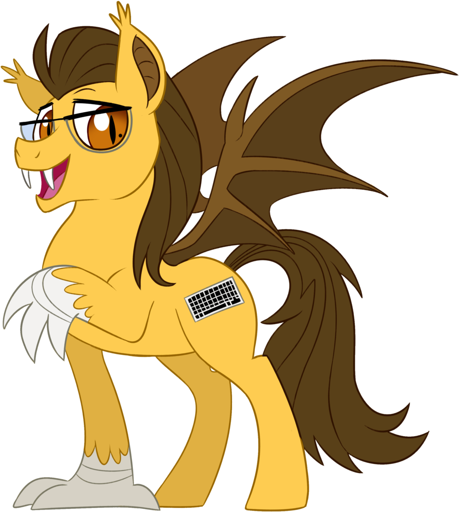 Rush , Bat Pony, Bat Pony Oc, Fangs, Glasses, Hybrid, (910x1024), Png Download