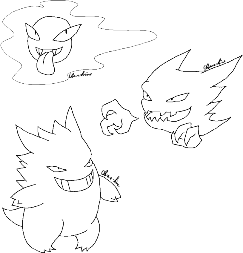 Pokemon Lineart Gastly Gengar (860x928), Png Download