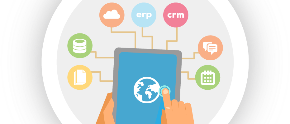 Illustration Of A Tablet Surrounded By Icons That Represent (1000x400), Png Download