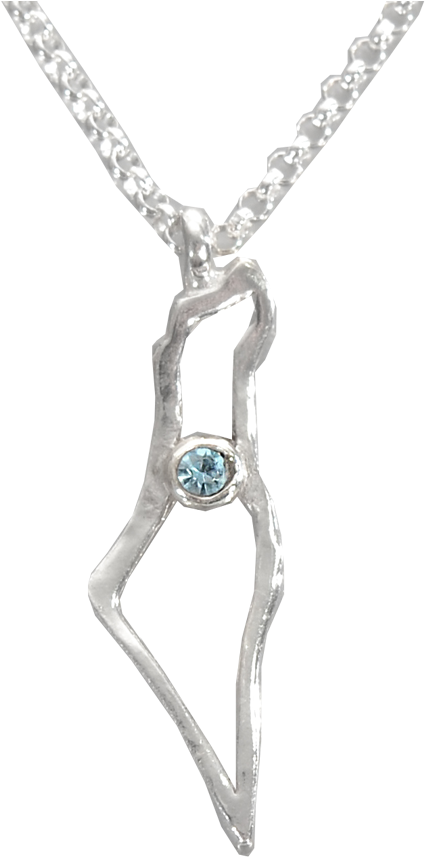 Sterling Silver Israel Map Necklace (1000x1001), Png Download