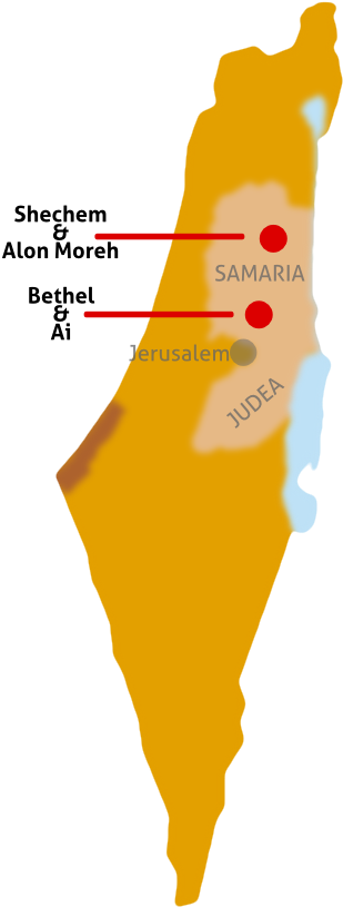 Shechem Alon Moreh Ai Bethel Map (400x900), Png Download