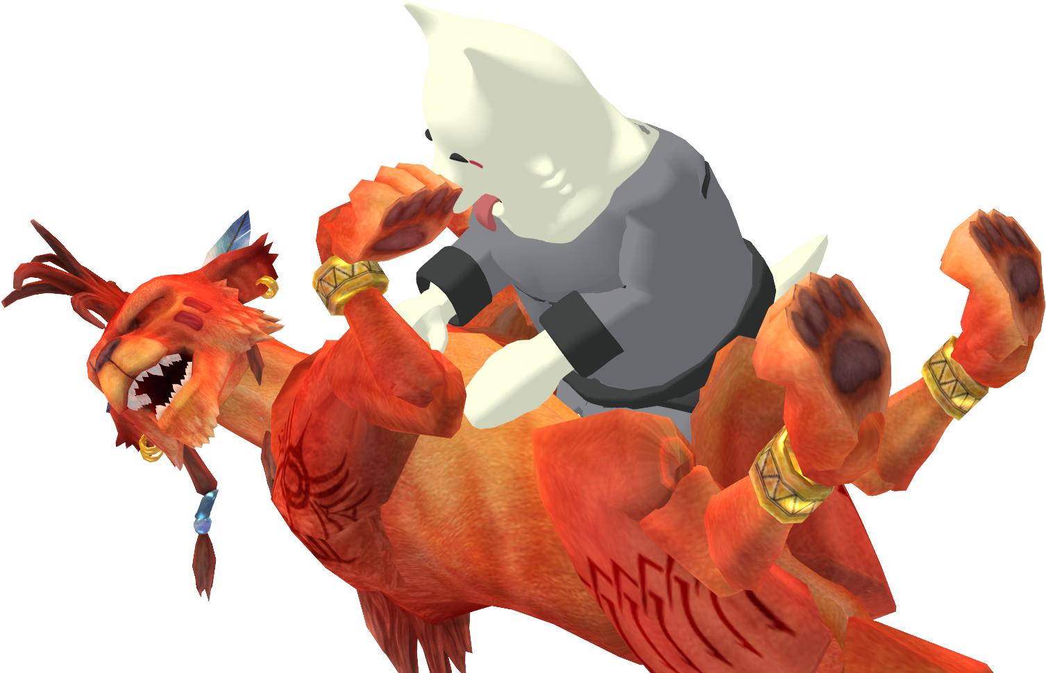 Lesser Dog Gives Red Xiii A Tummy Rub (1920x1080), Png Download