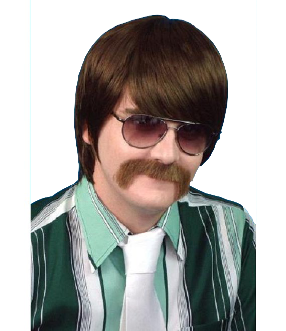 70's Guy Wig Brown (570x659), Png Download