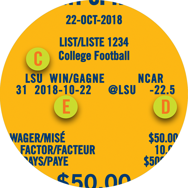 The Portion Of A Point Spread Ticket Highlighting Lsu (642x642), Png Download