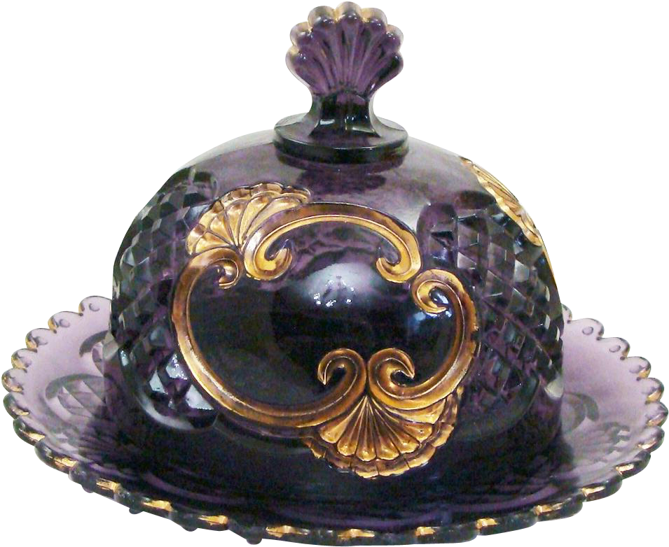 Croesus Amethyst With Gold Trim By Riverside Round (954x954), Png Download