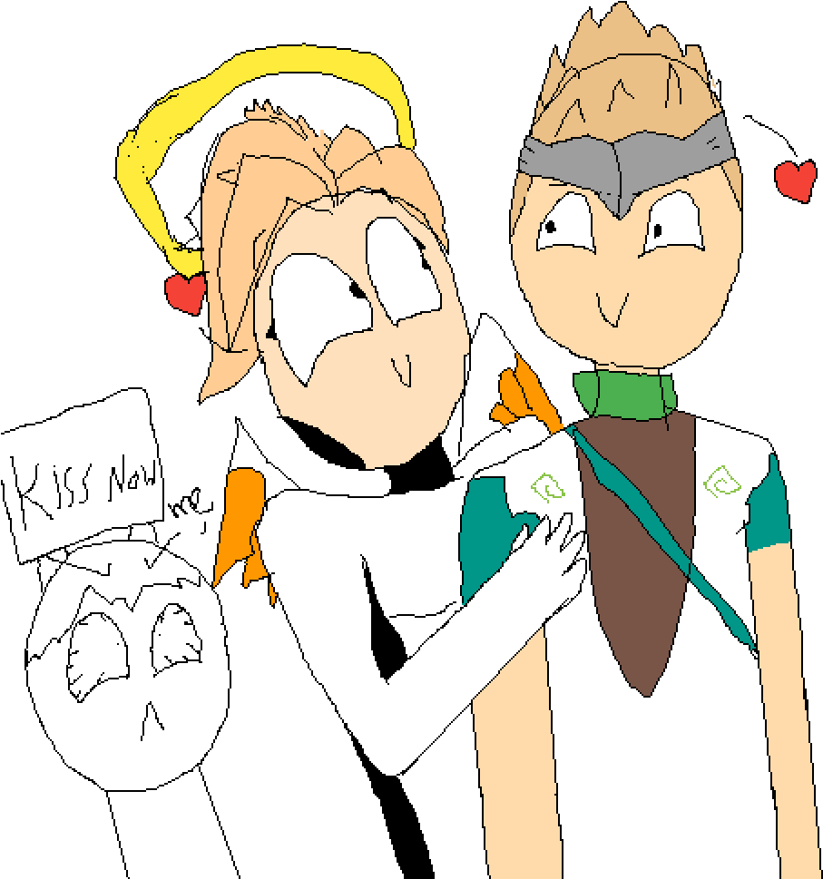 Mercy X Genji (1000x1000), Png Download