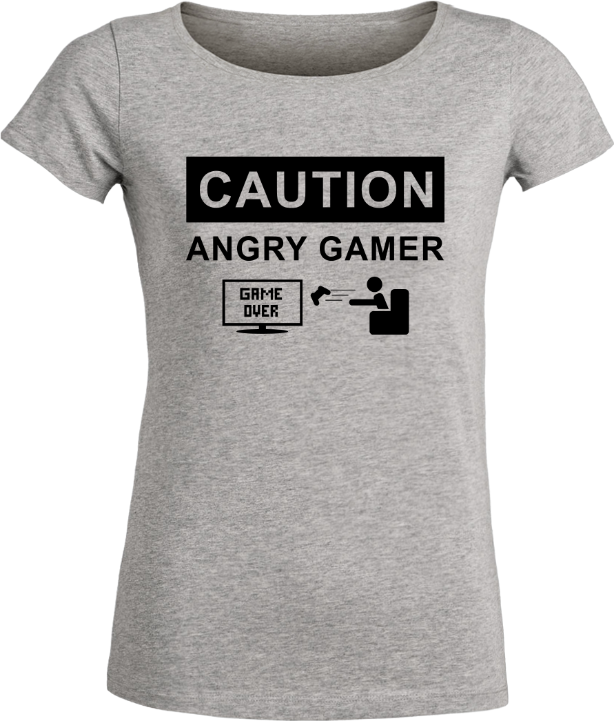 Angry Gamer T-shirt Stella Loves Girlie Heather Grey (1044x1044), Png Download