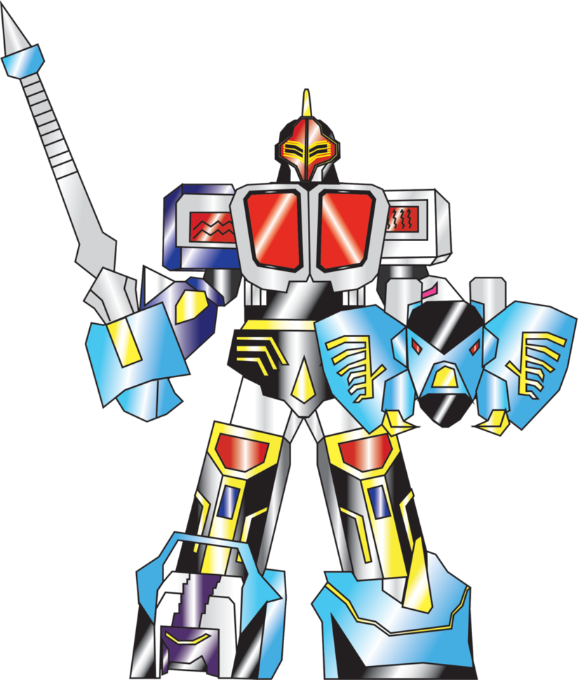 Knight Megazord Sword Shield Striker Mode By Nobird27 (824x970), Png Download