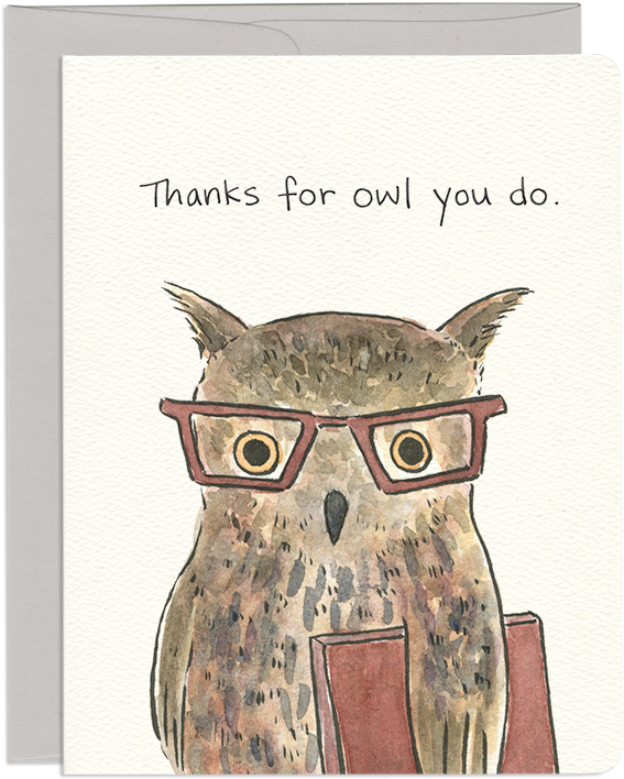 Owl Thanks Card (800x800), Png Download