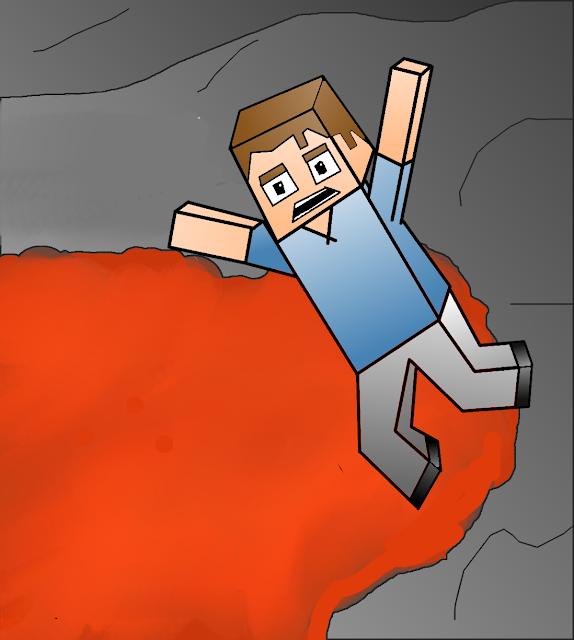 Serious Minecraft Artwork In Gimp (574x640), Png Download