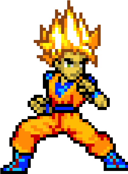 Goku Ssj Pixel Art (540x630), Png Download