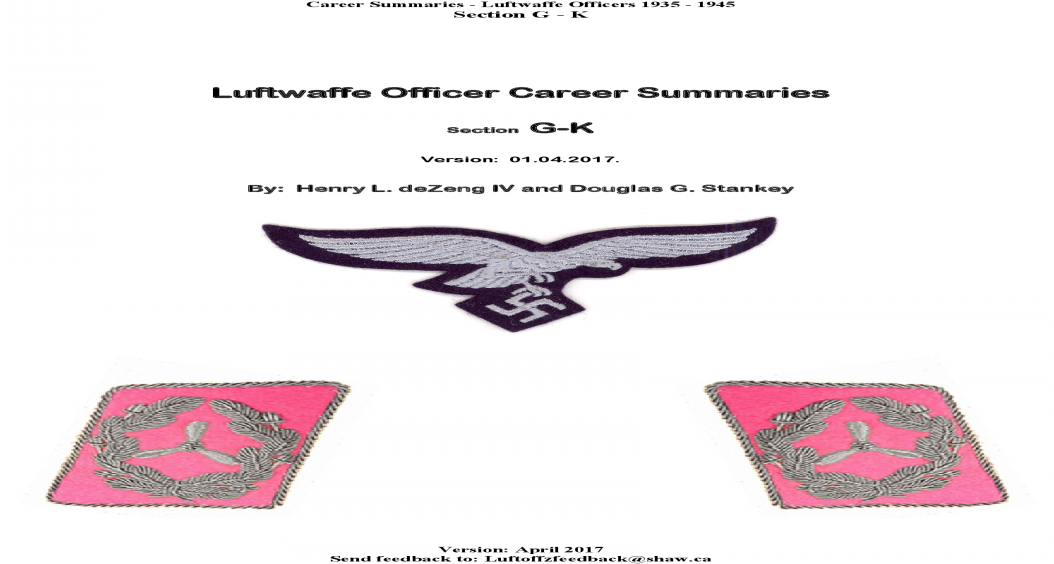 Luftwaffe Officer Career Summaries Section G K G K (1200x630), Png Download