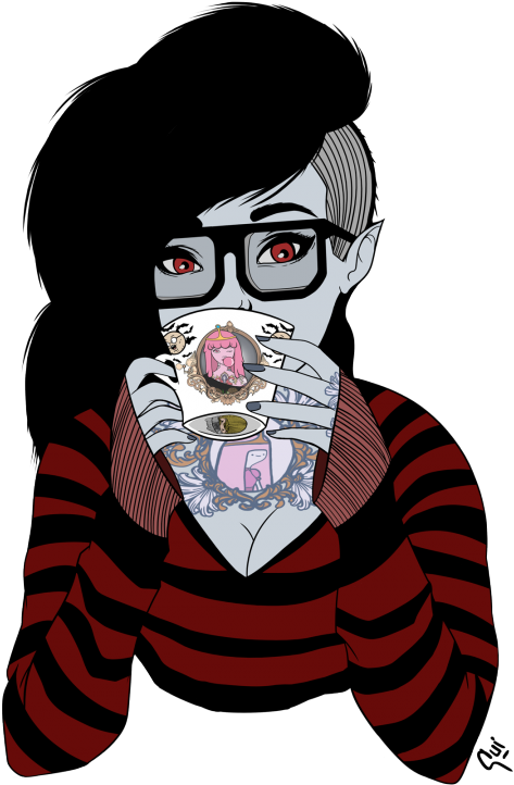 Marceline Portrait By Guiganoide Features A Tattooed (540x764), Png Download