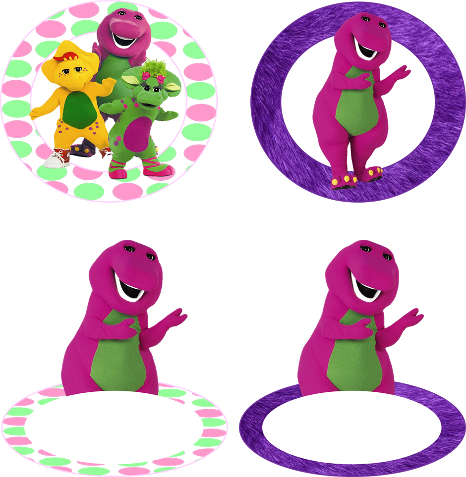 Barney Birthday Party Decorations & Name Tags (940x963), Png Download