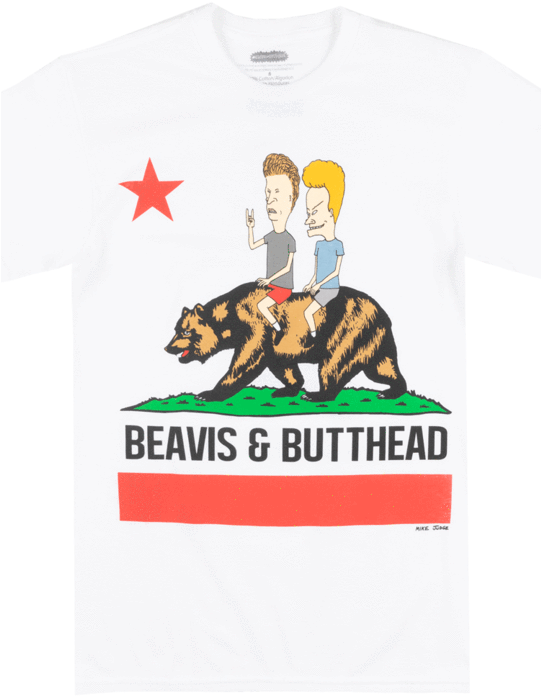 Beavis And Butthead California T-shirt White Mens Retro (540x720), Png Download