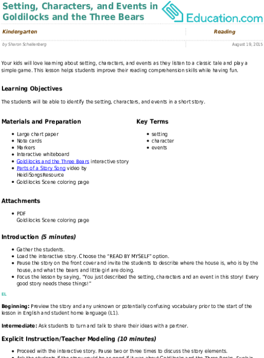 Setting, Characters, And Events In Goldilocks And The (557x731), Png Download