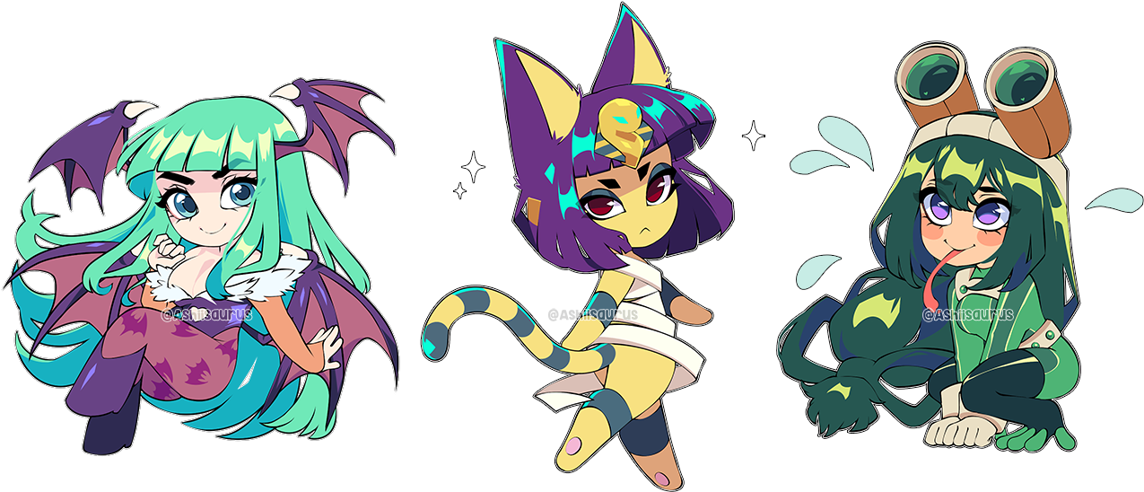 Morrigan, Ankha, & Froppy ♡ (1280x565), Png Download