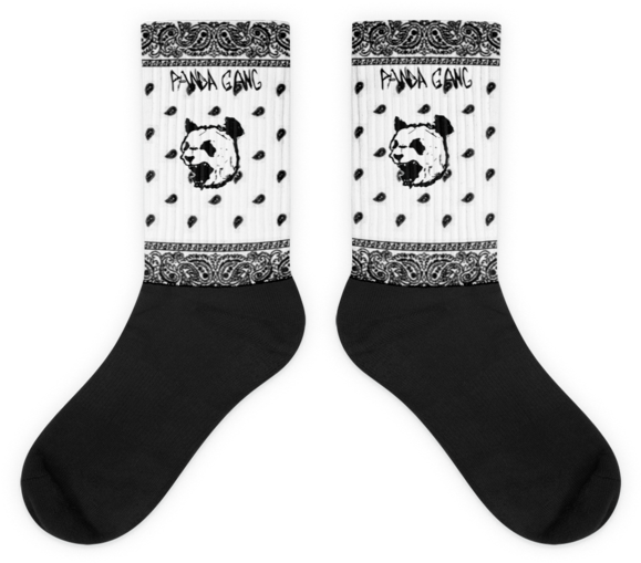 White Bandana Panda Gang Socks (600x600), Png Download