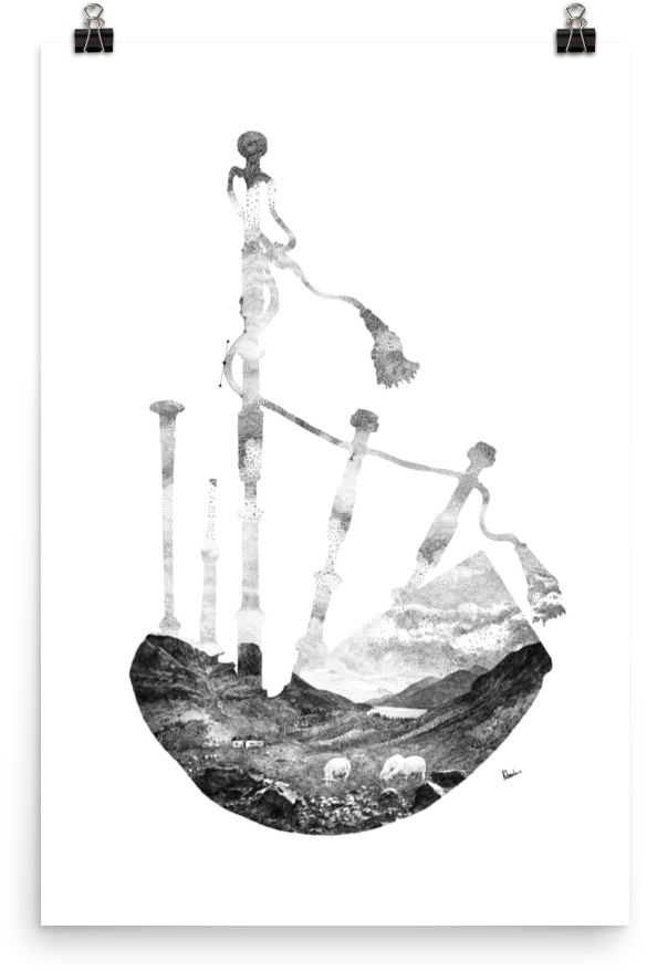 Bagpipe Print- Large Edition (1000x1000), Png Download