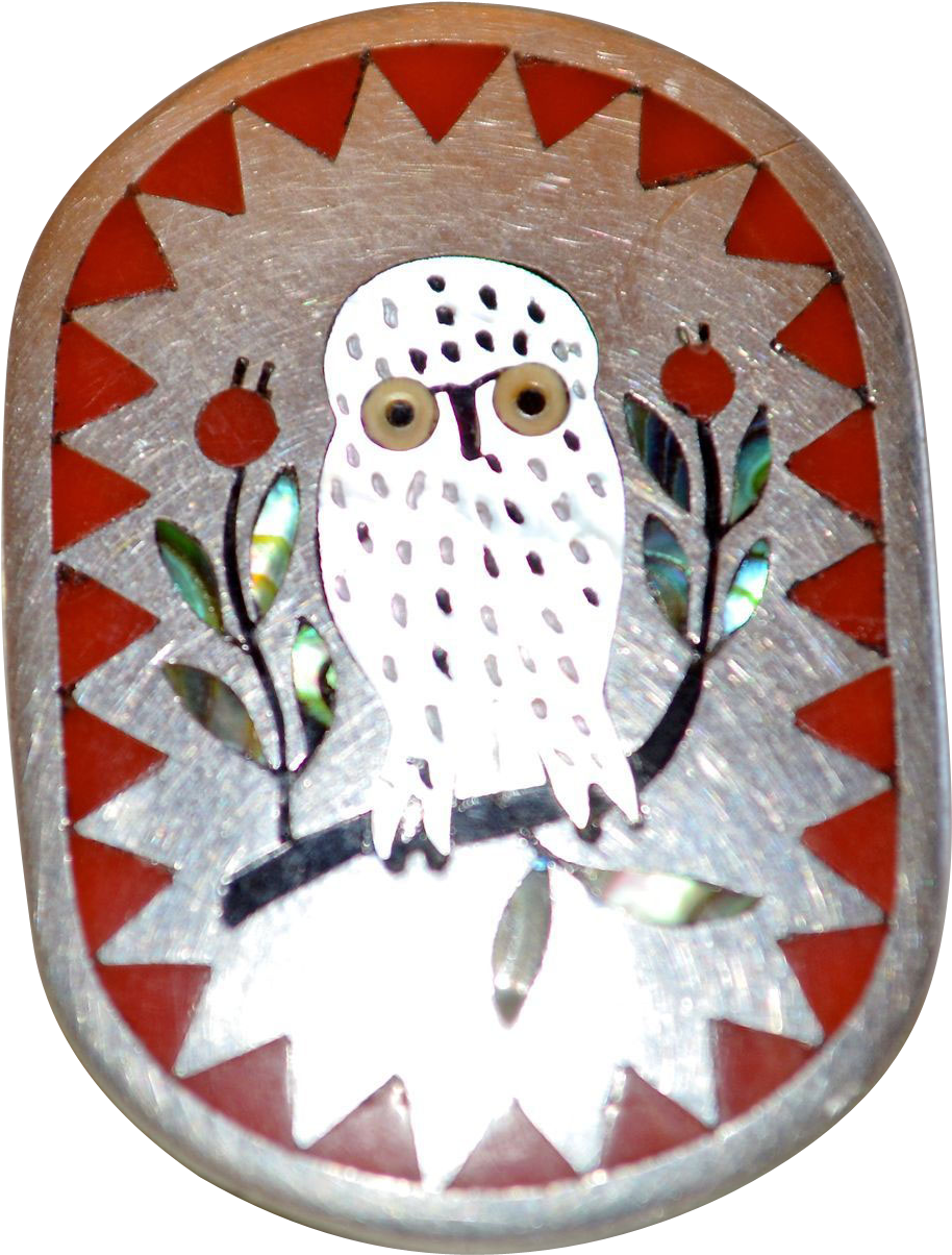 Zuni Sterling Inlay White Owl Ring By Dennis And Nancy (1203x1203), Png Download