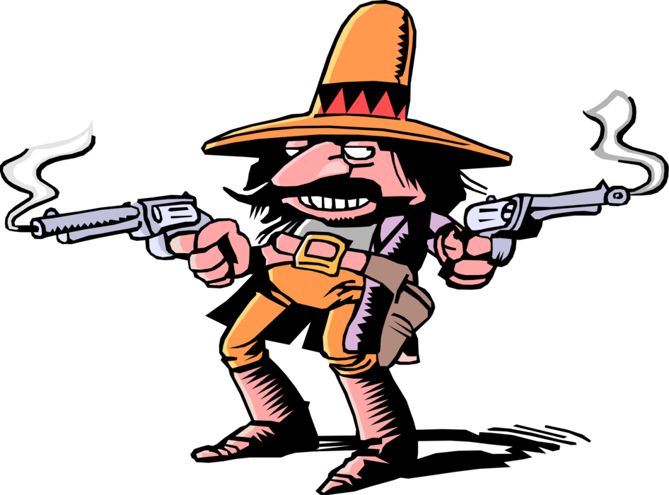 Vector Illustration Of Stereotype Mexican Hombre Bandito (946x700), Png Download