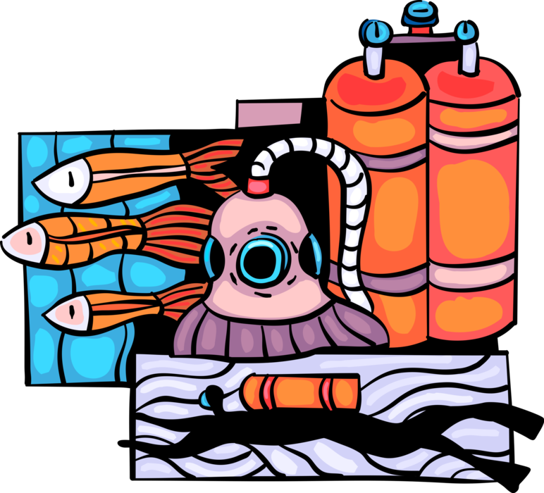 Vector Illustration Of Scuba Diver Diving In Ocean (772x700), Png Download