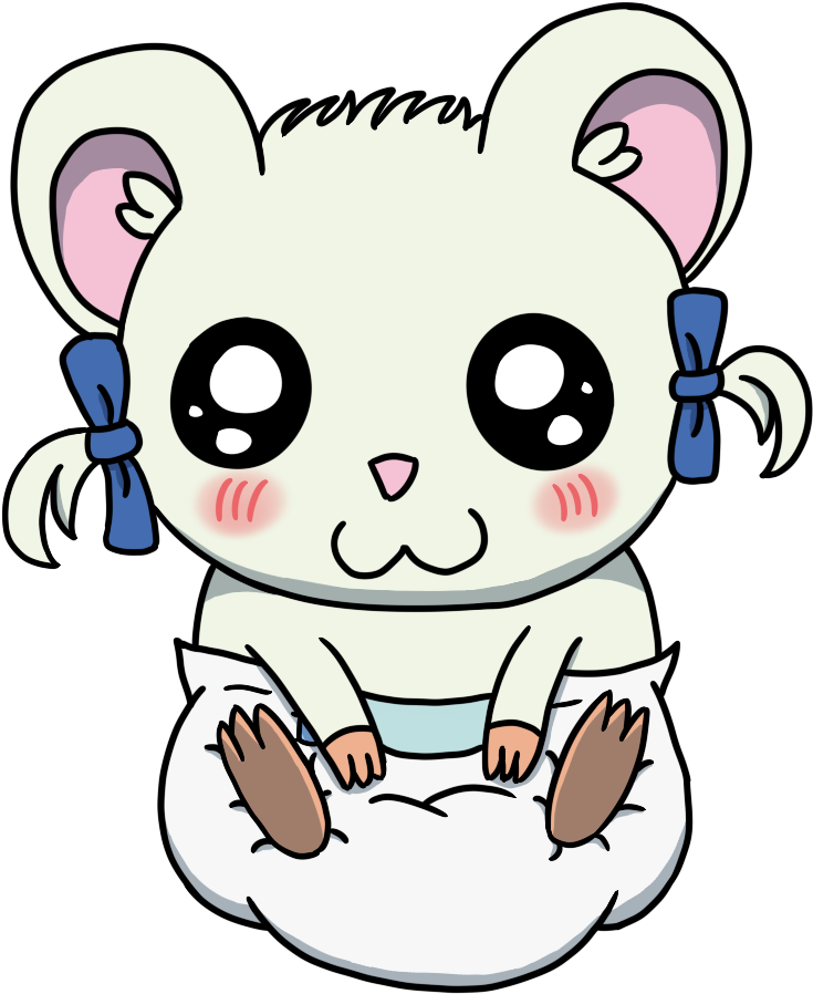Bijou From The Anime Hamtaro In A Diaper (800x950), Png Download