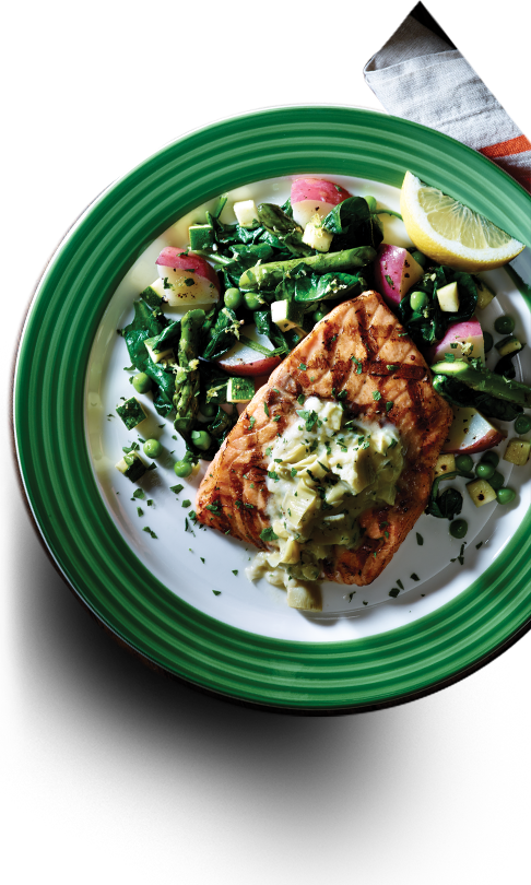 A Plate Of Savory Cedar Salmon At Applebee's (486x810), Png Download