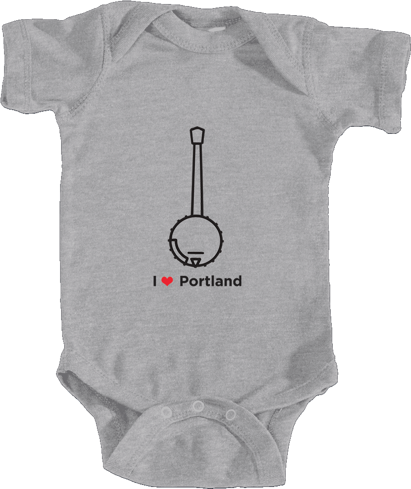 I Heart/love Portland, Oregon Bluegrass Banjo Infant (1000x1000), Png Download