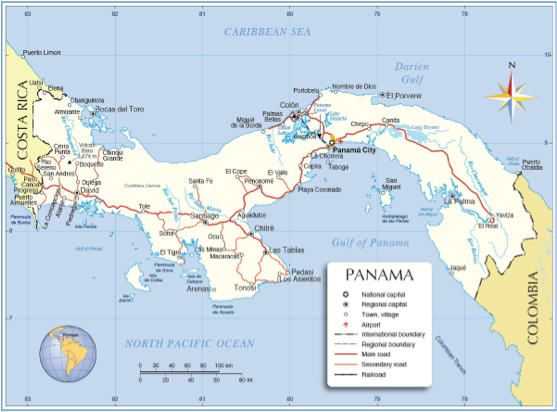 Panama Is A Caribbean Country Located In Central America (634x514), Png Download