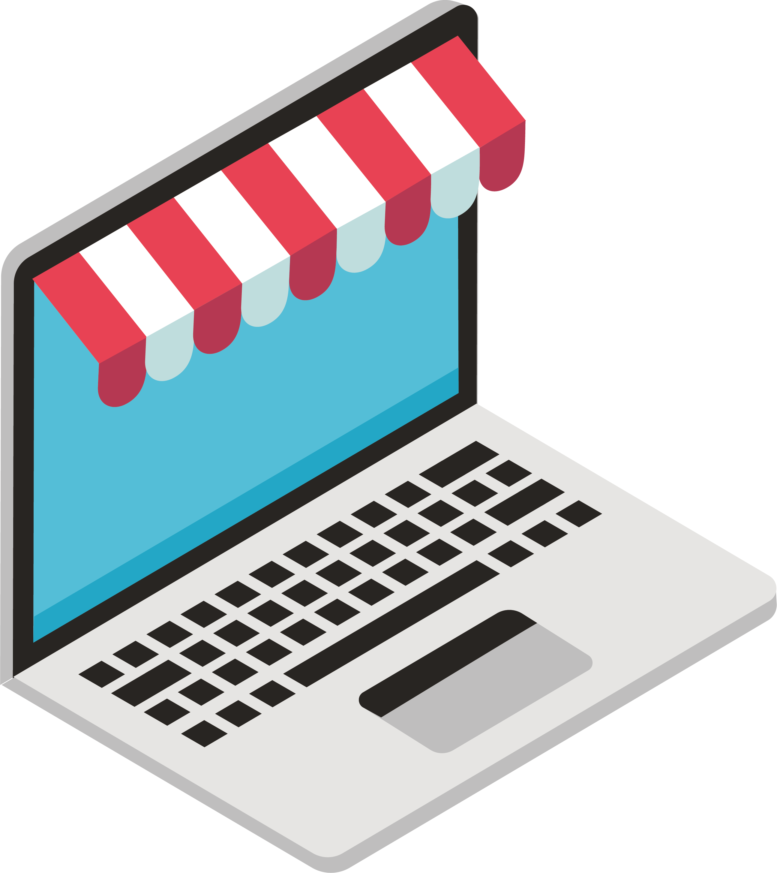 Vector Black And White Library Laptop Projection D (2590x2909), Png Download