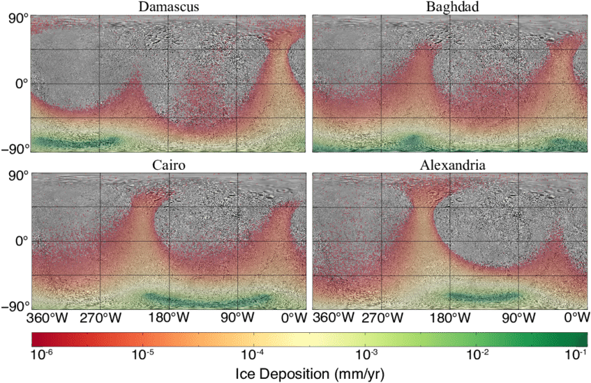 Plume Particle Deposition Rates On Enceladus' Surface (850x560), Png Download