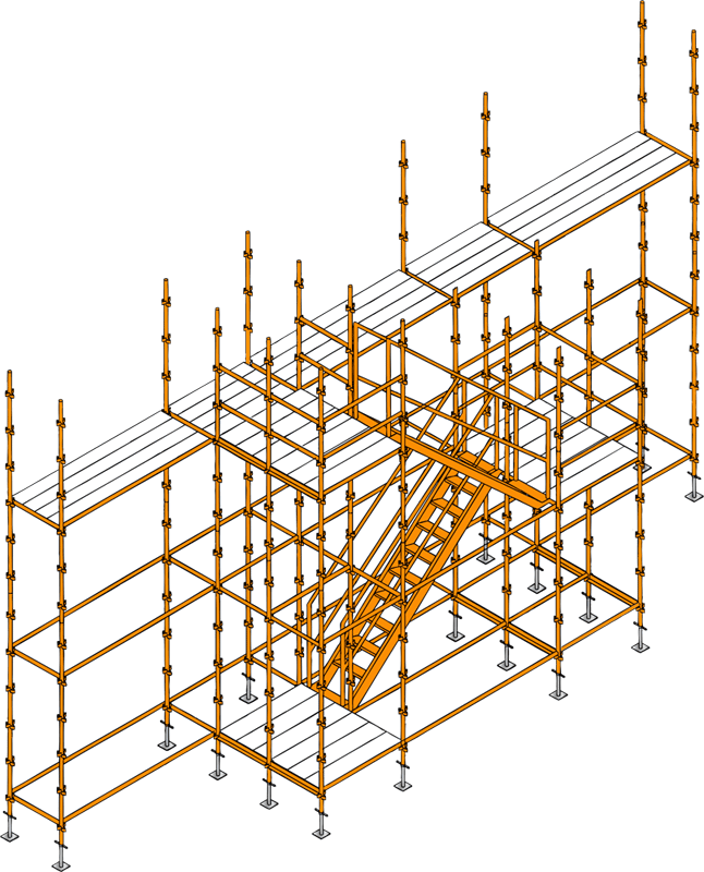 M-stage Access Scaffold (646x800), Png Download