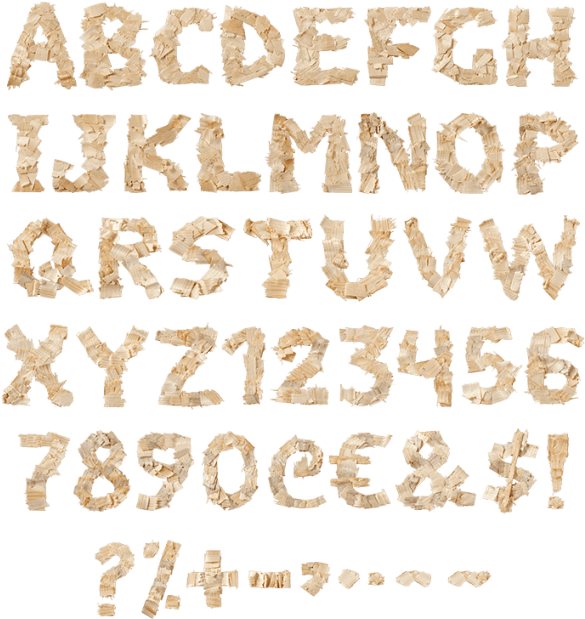 Buy Beige Typeface From Wood Dust (595x668), Png Download