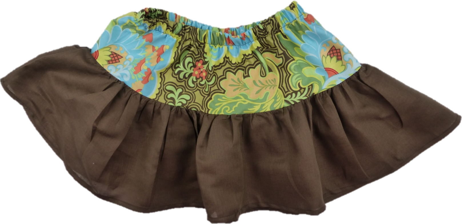 Brown Linen Cotton Print Ruffle Skirt - Miniskirt (1627x1220), Png Download