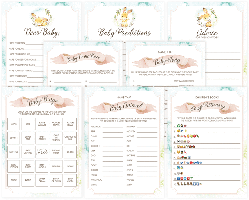 Printable Baby Shower Games Blush Pink Watercolor By - Baby Shower (819x1024), Png Download