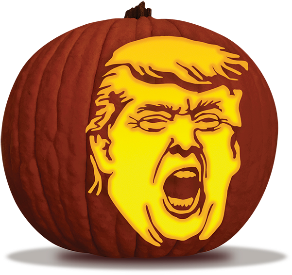 Smalltrump-pumpkin - Evil Trump Pumpkin (650x585), Png Download