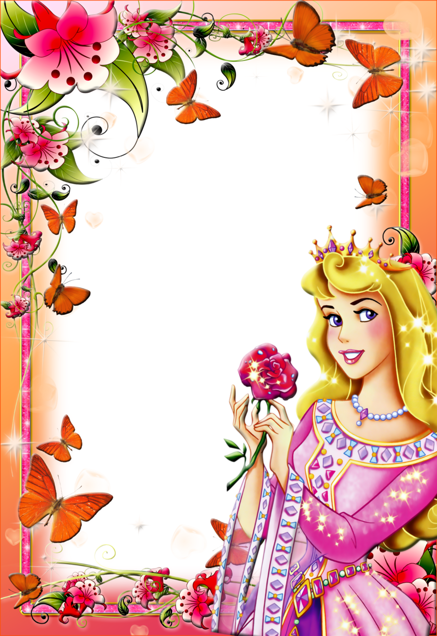 Border Design Flower And Butterfly (900x1309), Png Download