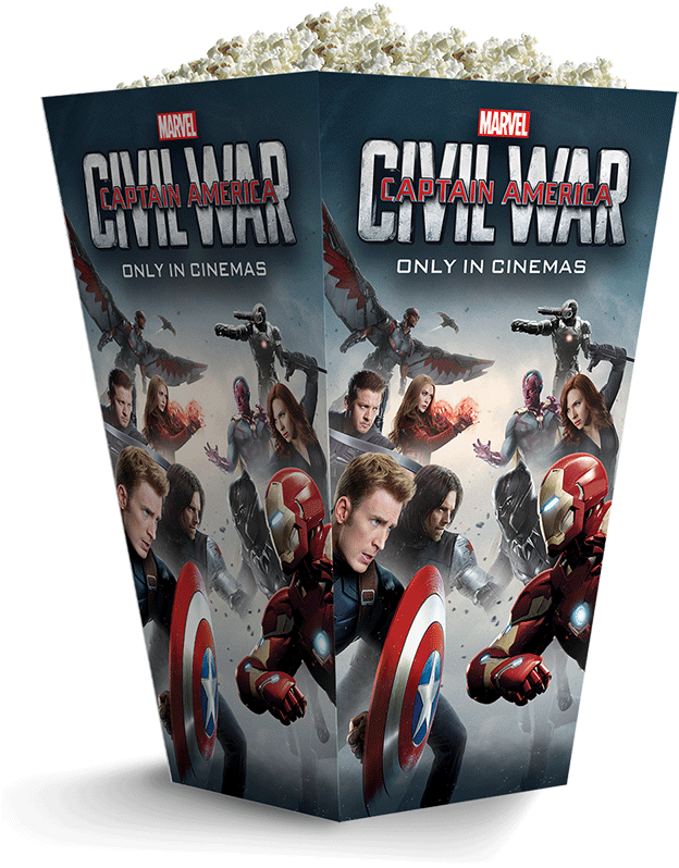 Captain America Civil War - Captain America Civil War Popcorn (673x887), Png Download