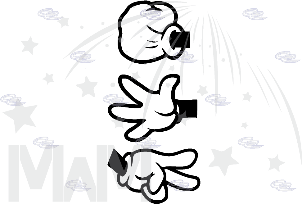 Mickey Mouse Hand Clipart Black And White Download - Rock Paper Scissors Mickey (1013x697), Png Download
