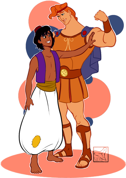 Cheap Gay Disney Aladdin And Hercules Uc With Aladdin - Hercules X Aladdin (500x667), Png Download