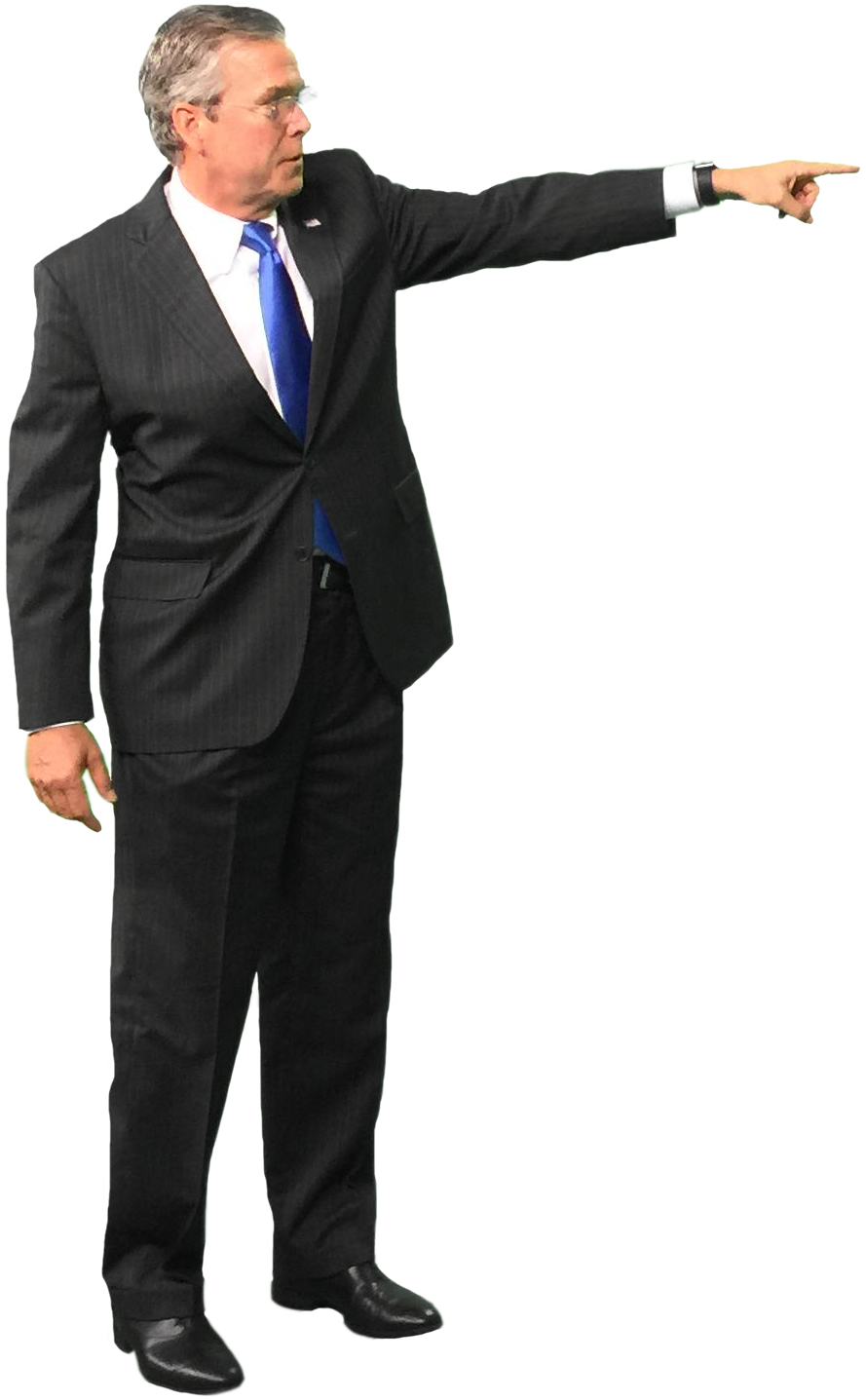 Jebbush - Person Pointing Transparent Background (889x1437), Png Download
