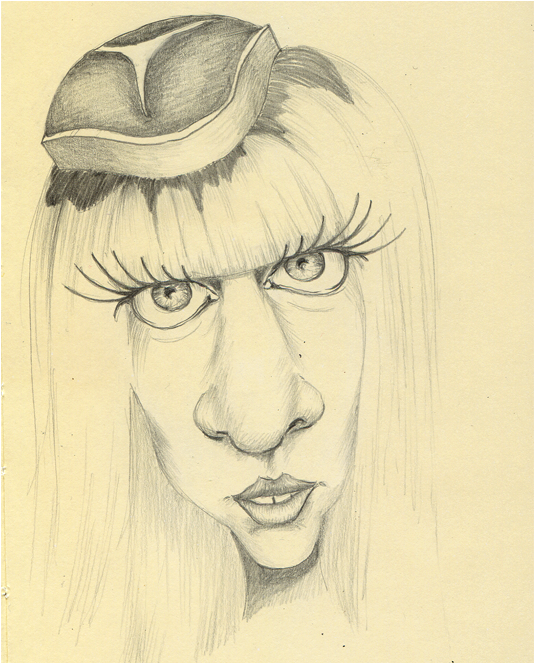 Ladygaga - Drawing (1024x662), Png Download