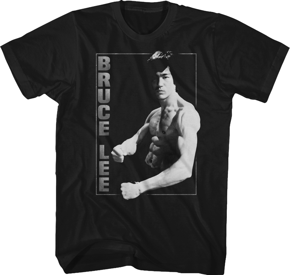 Flexing Bruce Lee T-shirt - Bruce Lee T Shirt (995x943), Png Download