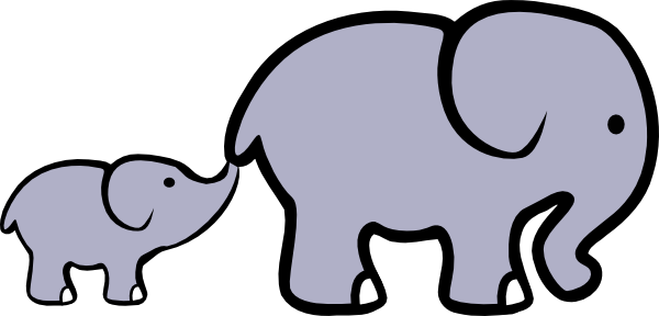 Baby Elephant And Adult Elephant Clip Art - Dibujo De Un Elefante (600x288), Png Download