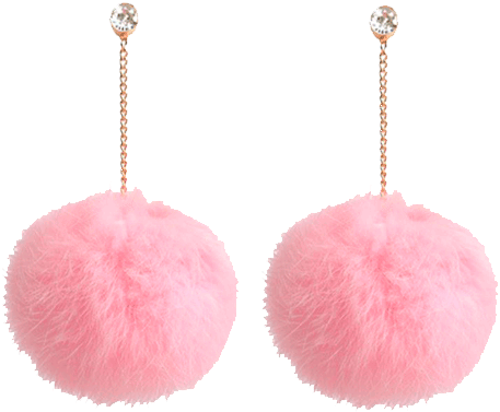 Itgirl Shop Fur Fluffy Pom Pom Earrings Aesthetic Apparel, - Earrings (485x456), Png Download