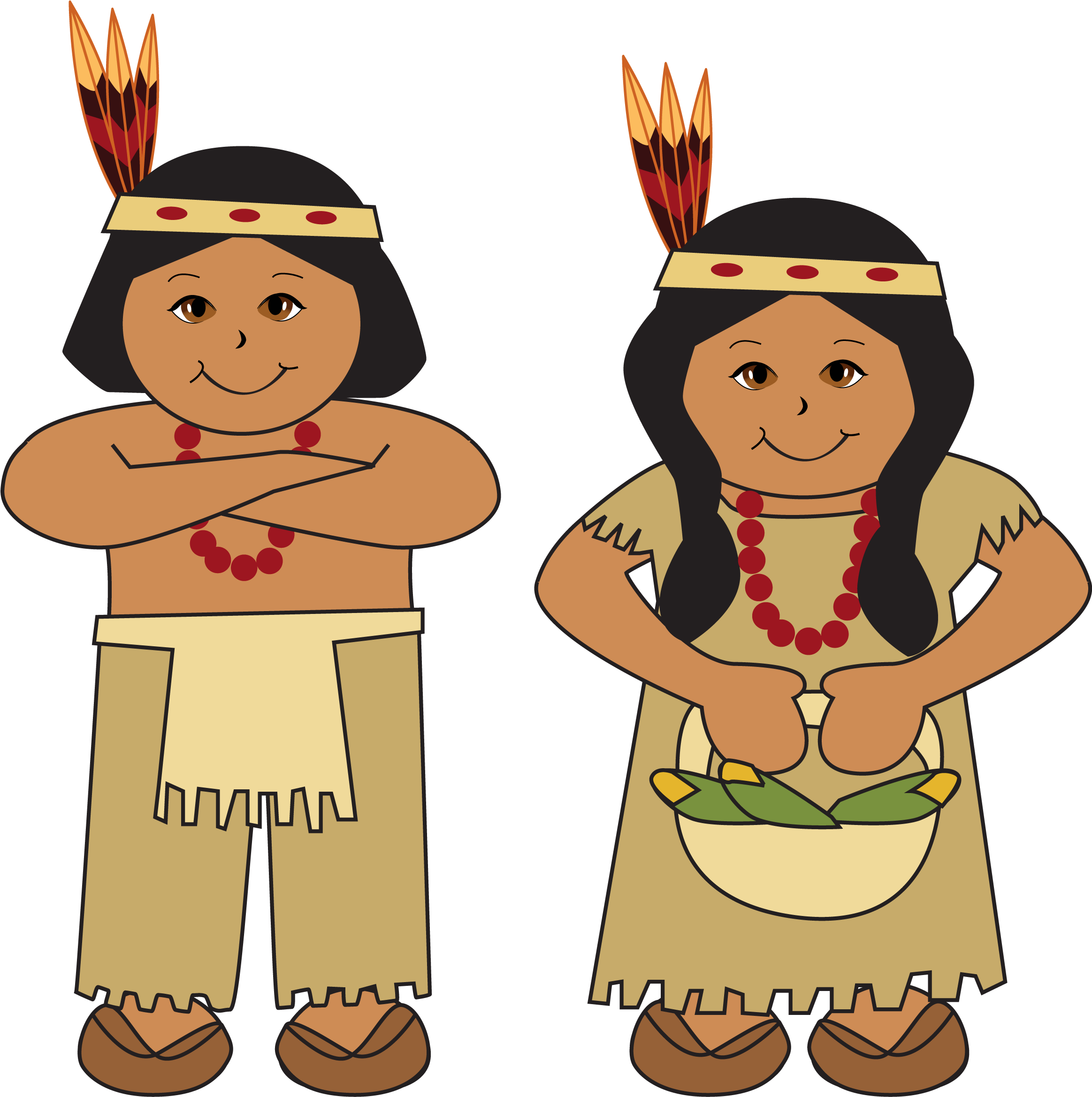 Collection Of Pilgrim And Native American - Indians Clip Art (2449x2410), Png Download