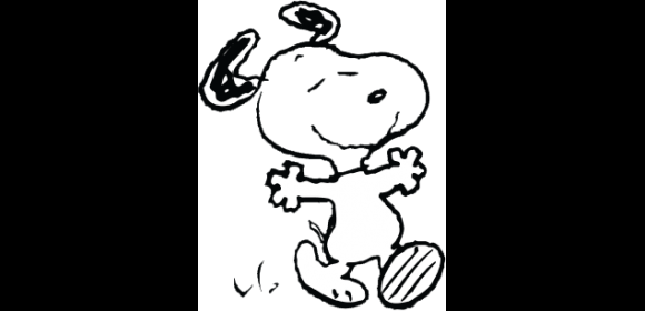 Snoopy - Snoopy Black And White (580x280), Png Download